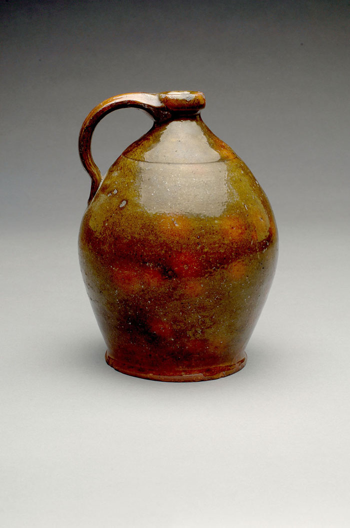 Appraisal: AMERICAN GLAZED REDWARE JUG NEW ENGLAND CIRCA - Probably Gonic