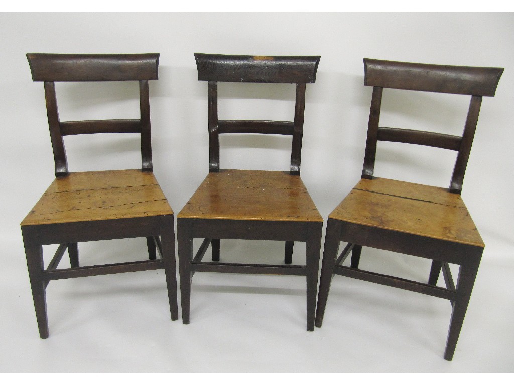 Appraisal: A set of three Regency laburnum country chairs with bar