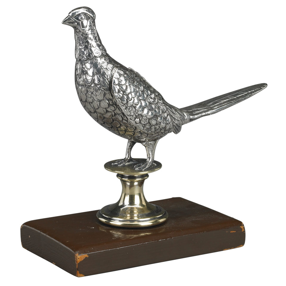 Appraisal: German Silver Model of a Pheasant probably Hanau c with