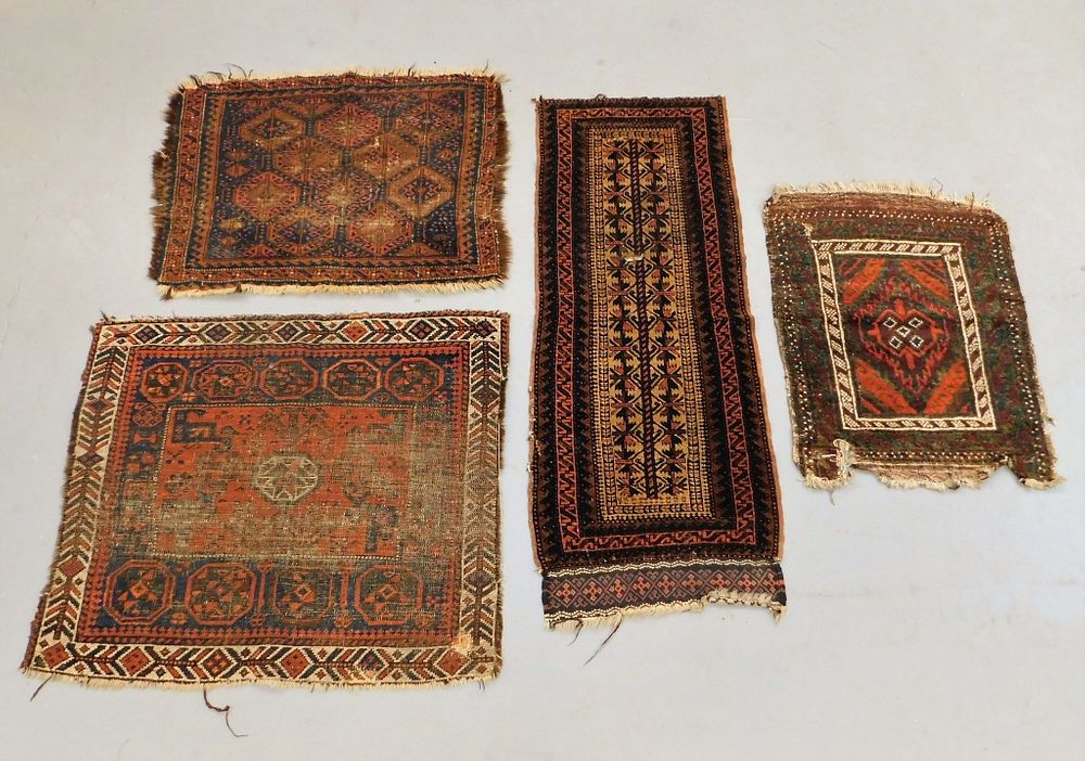 Appraisal: Geometric Baluchi Rugs Middle East th Century Includes four geometric