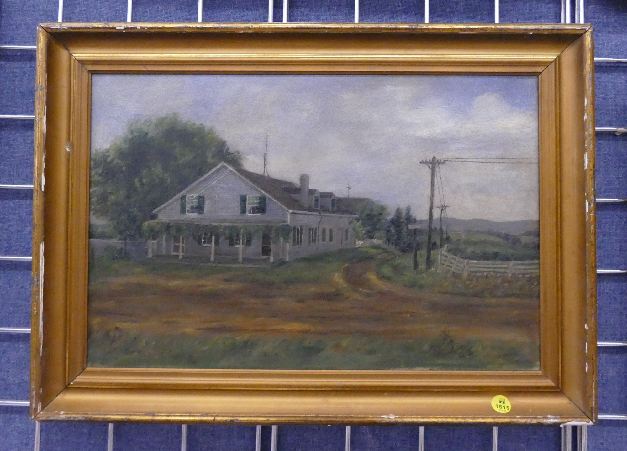 Appraisal: Antique Green Mont Pennsylvania Street Scene Oil Painting Framed- x