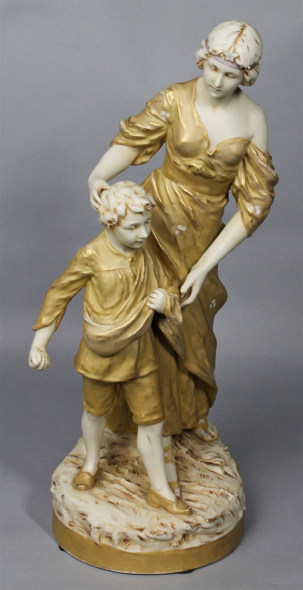 Appraisal: ROYAL DUX BOHEMIA PORCELAIN FIGURE OF A WOMAN AND CHILD