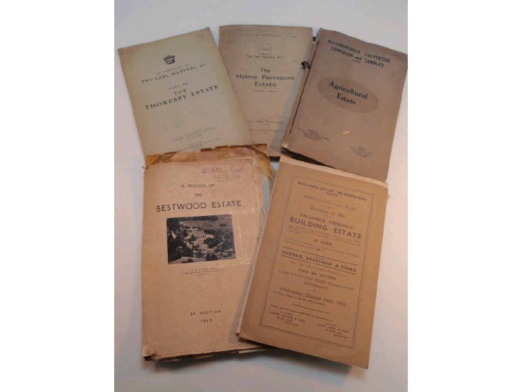 Appraisal: Nottinghamshire Auction catalogues including The Holme Pierrepont Estate and other