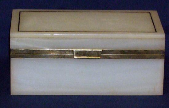 Appraisal: Asprey white marble box with silver gilt mounts London w