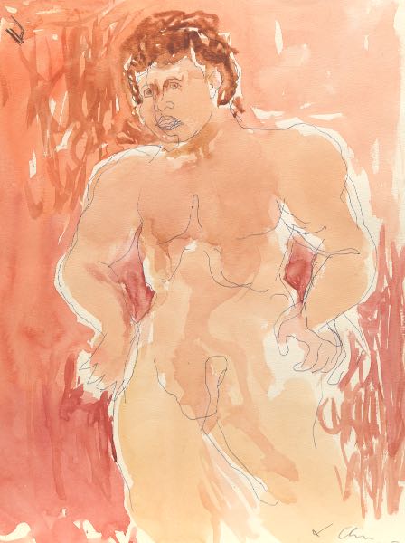 Appraisal: SANDRO CHIA ITALIAN B x Male Nude Mixed media ink