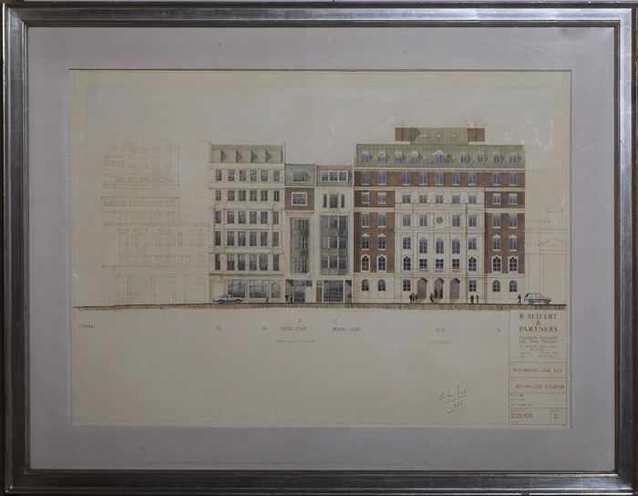 Appraisal: R SEIFERT PARTNERS - BIRCHIN LANE ELEVATION LONDON Watercolor x