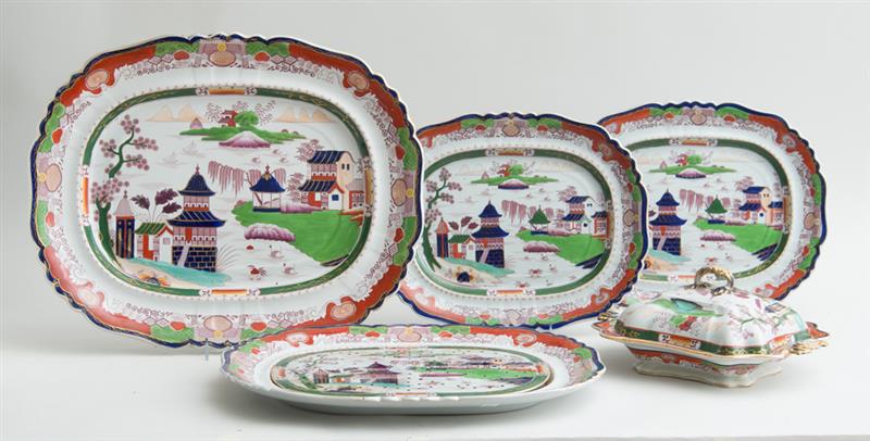 Appraisal: FOUR REAL IRONSTONE PLATTERS AND A MATCHING VEGETABLE DISH AND