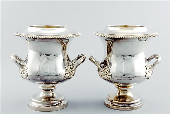 Appraisal: Pair Old Sheffield silverplate wine coolers th century gadroon rim