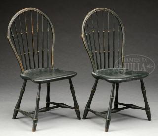 Appraisal: RARE PAIR OF JAMES TUTTLE BOW BACK WINDSOR SIDE CHAIRS