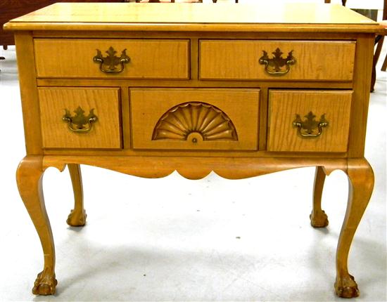 Appraisal: Lowboy tiger maple cabriole legs ball and claw feet two