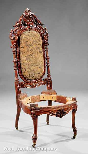 Appraisal: An American Rococo Carved Rosewood Slipper Chair c New York