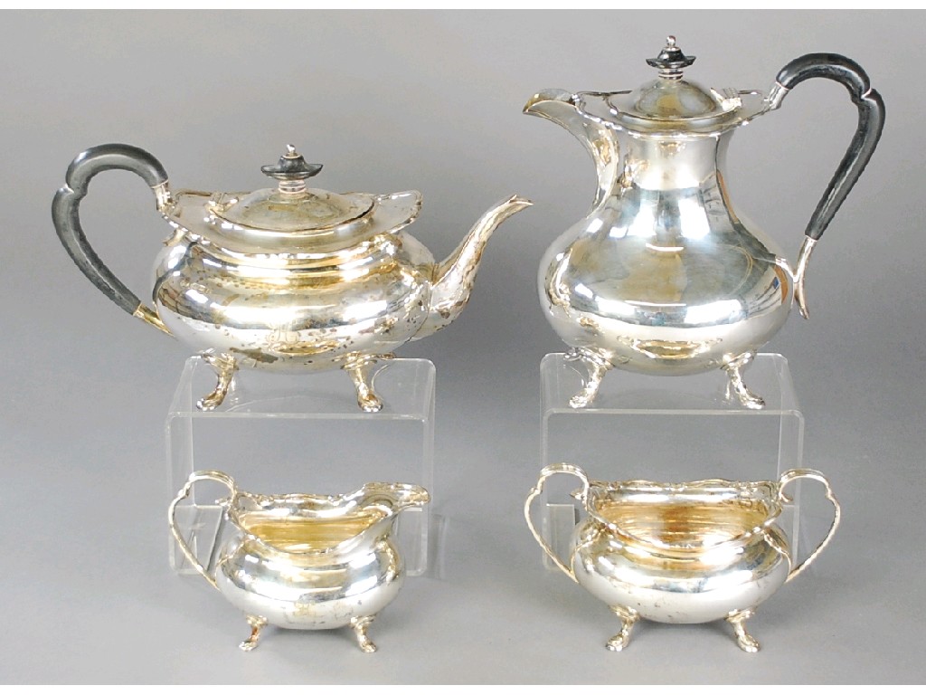 Appraisal: SILVER GEORGIAN STYLE BULBOUS OVAL TEA SERVICE OF FOUR PIECES