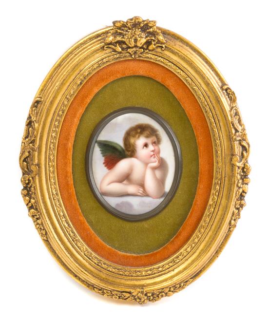 Appraisal: Sale Lot A Continental Porcelain Plaque depicting a putto after