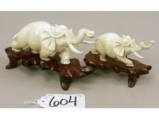 Appraisal: Collection of African ivory elephants hand carve very well accomplished