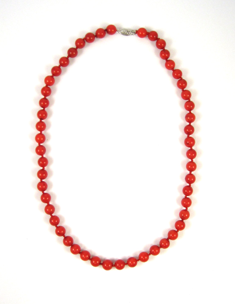 Appraisal: CORAL AND FOURTEEN KARAT GOLD NECKLACE measuring - inches in