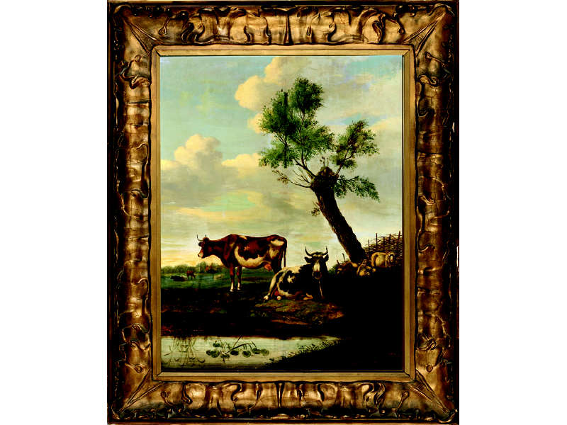 Appraisal: CONTINENTAL SCHOOL TH CENTURY Pastoral landscape with cattle and sheep