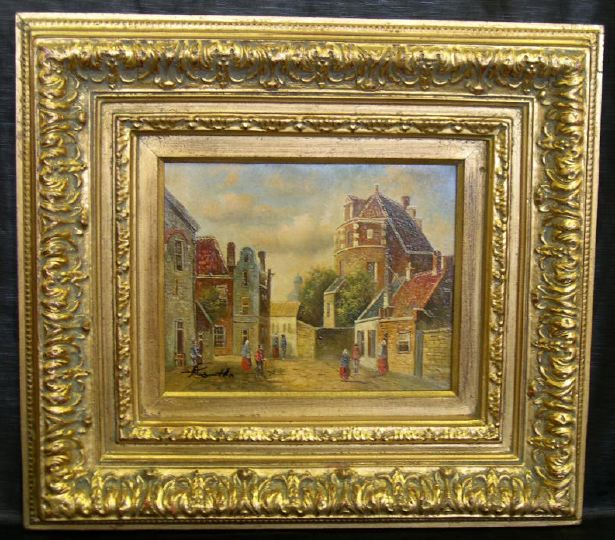 Appraisal: Continental School th Century Village Street Scene oil on canvas