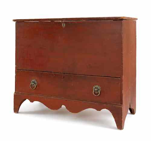 Appraisal: New England painted pine blanket chest ca retaining an old