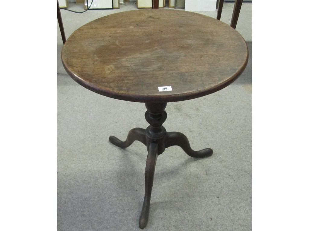 Appraisal: th century mahogany circular tea table on raised supports