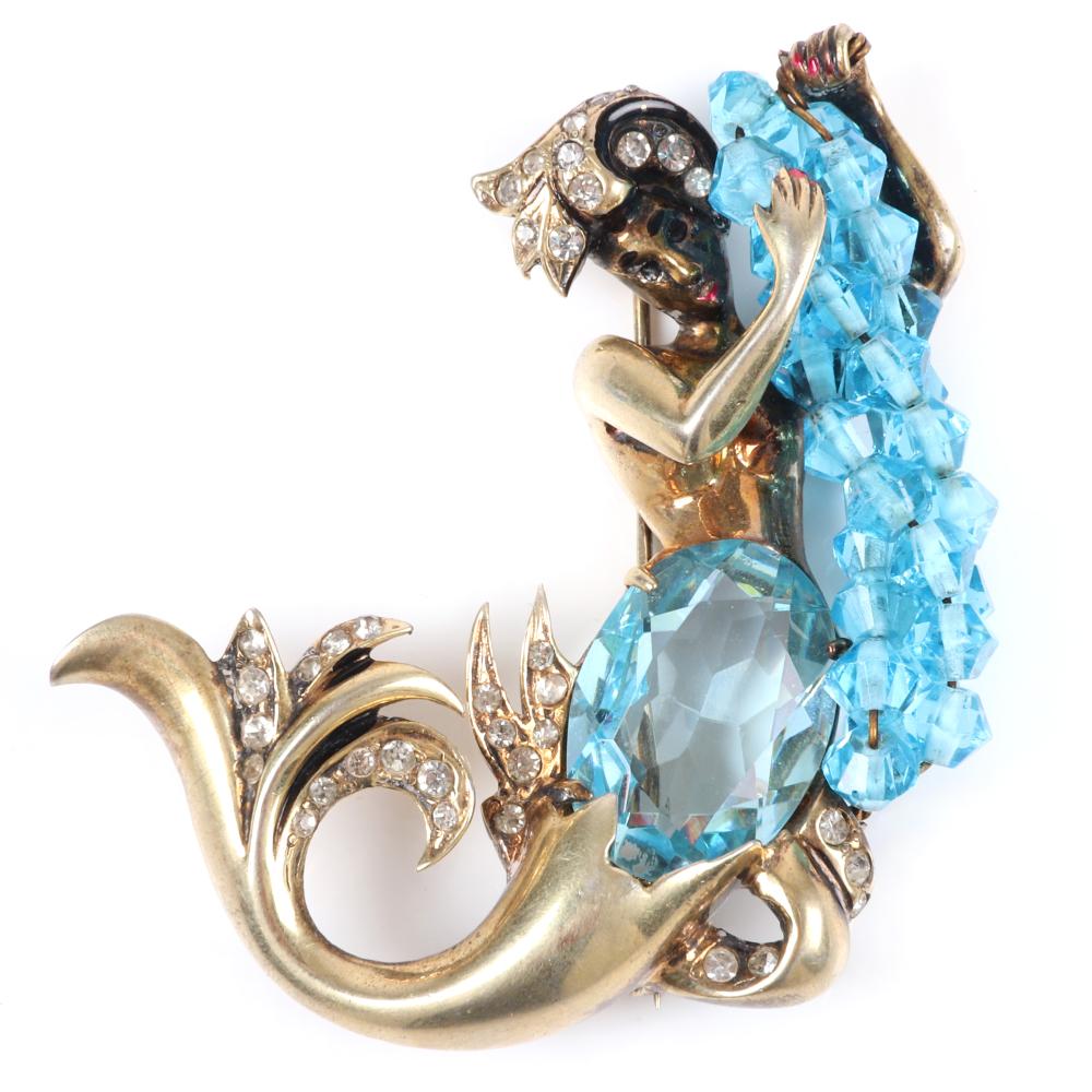 Appraisal: EISENBERG ORIGINAL RUTH KAMKE DESIGNED ICONIC STERLING VERMEIL MERMAID BROOCH