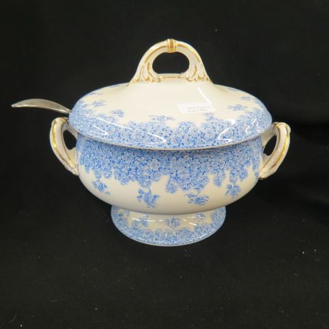 Appraisal: Royal Worcester Porcelain Soup Tureen elegant blue floral diameter with