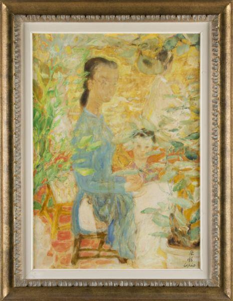 Appraisal: Le Pho Vietnamese - Mother Child oil on silk laid