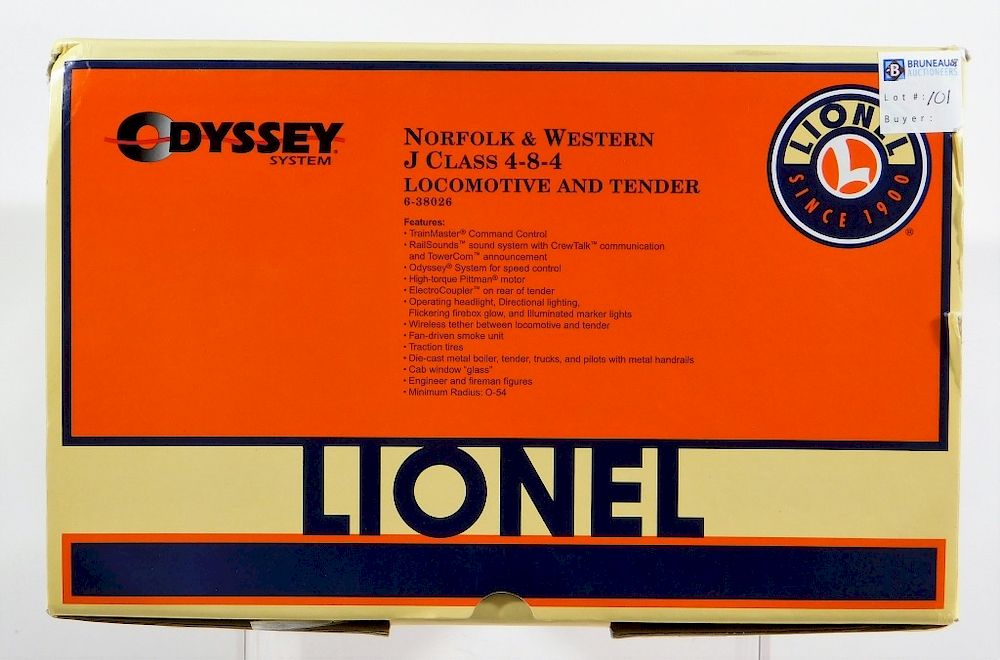 Appraisal: Lionel Norfolk Western J Class Locomotive Tender United States Contemporary