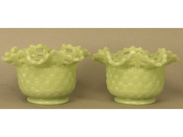 Appraisal: Collection of Fenton glass pieces includes matching basket weave Estimate