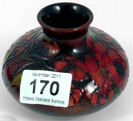 Appraisal: Moorcroft Squat Vase decorated with the Flambe Orchid design height