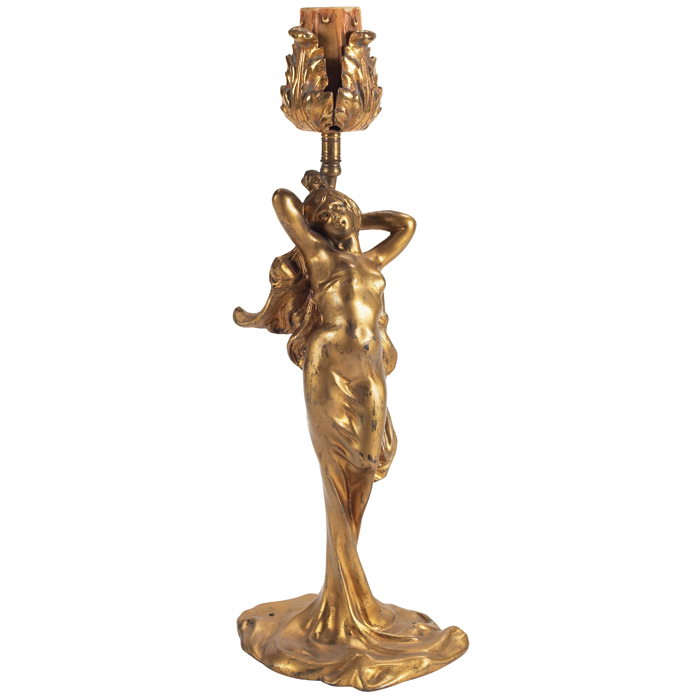 Appraisal: Art Nouveau lamp base female figure in bronzed metal with