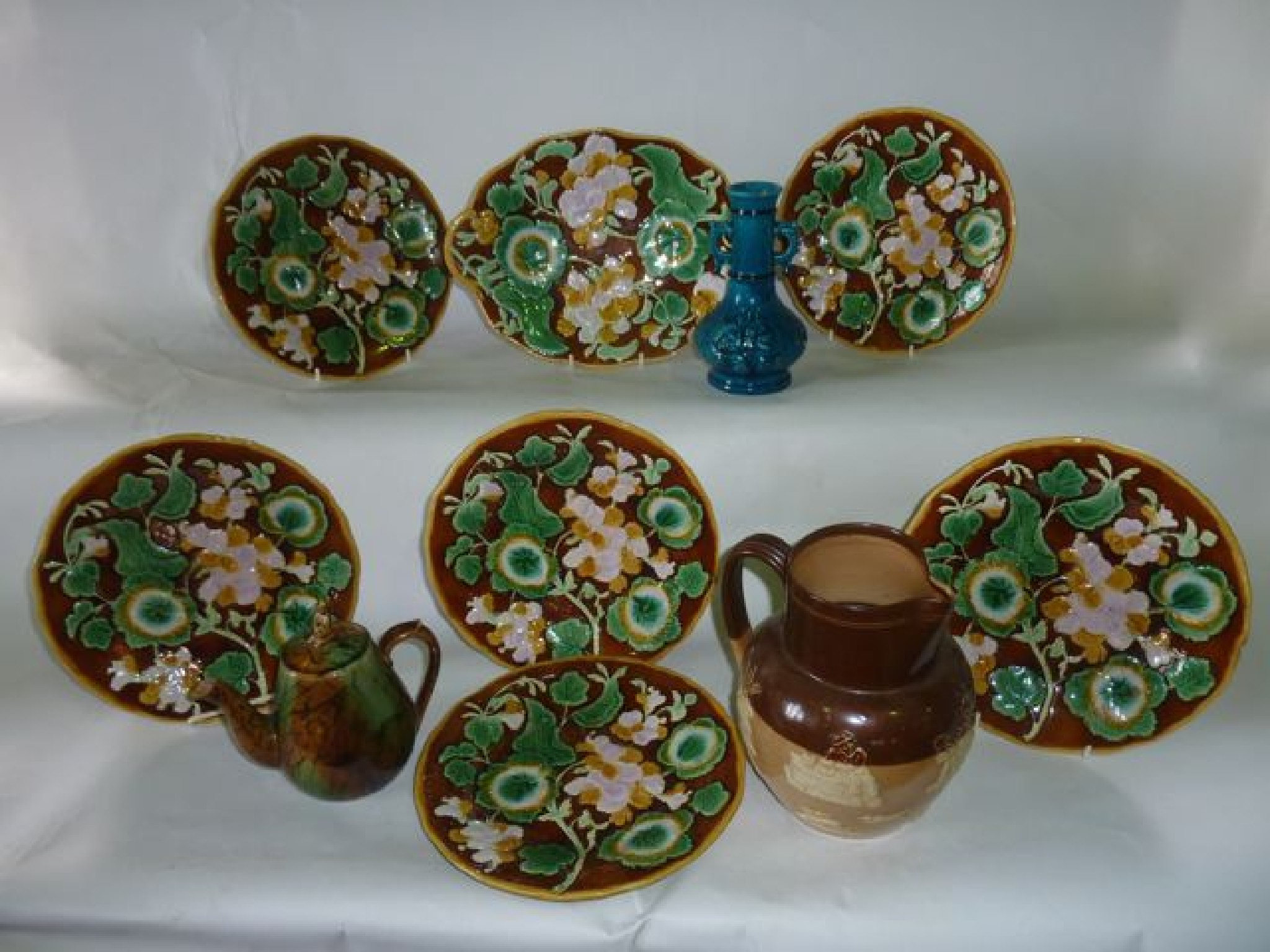 Appraisal: A collection of th century majolica dessert wares with moulded