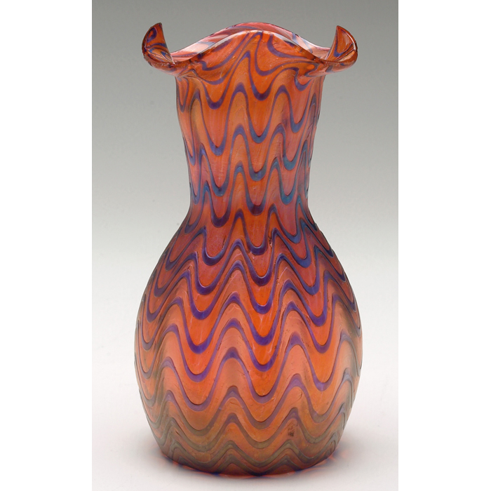 Appraisal: Kralik vase ovoid body with cylindrical neck in orange and