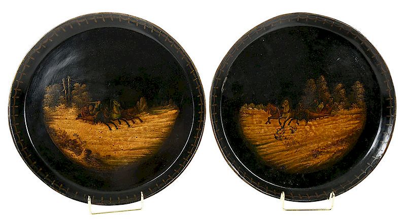 Appraisal: Two Russian Lacquer Serving Trays late th th century similar