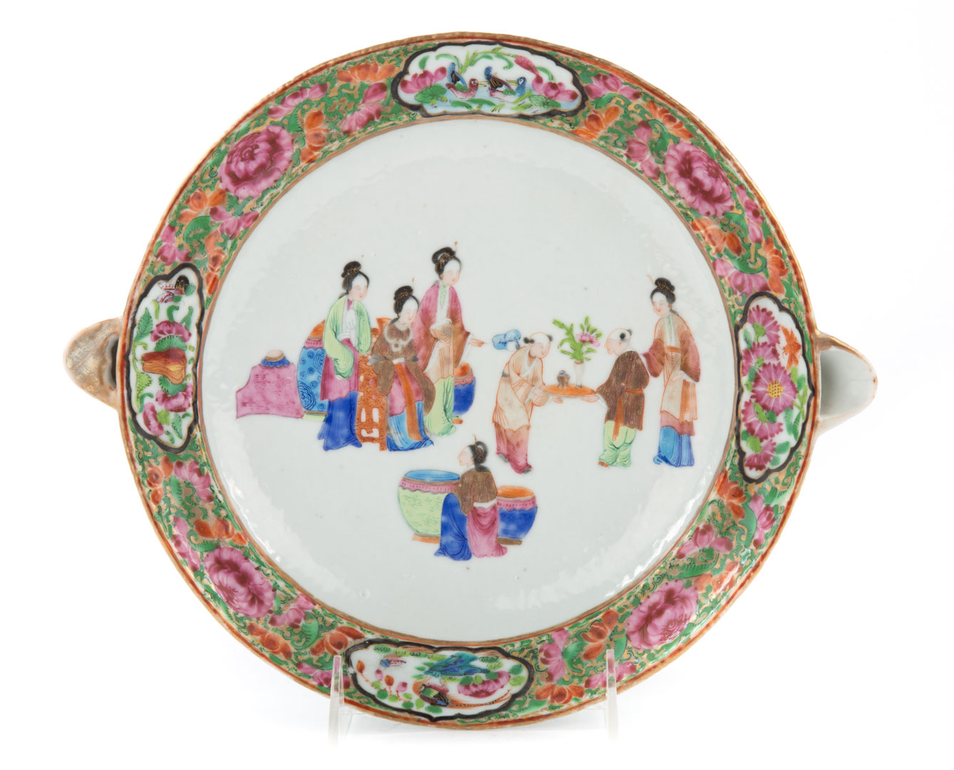 Appraisal: Chinese Export Rose Mandarin hot water plate circa central garden