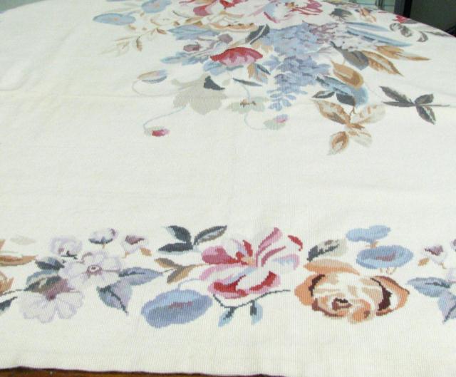 Appraisal: Needlepoint Floral Motif Area Rug Room Size medallion center '