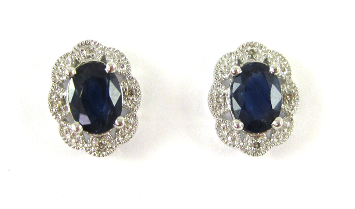 Appraisal: PAIR OF SAPPHIRE AND DIAMOND EARRINGS each k white gold