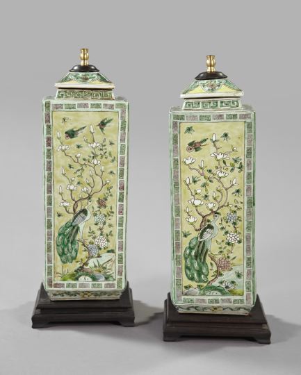 Appraisal: Tall Pair of Kuang Hsu Covered Porcelain Vases fourth quarter