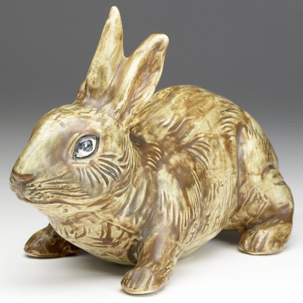 Appraisal: WELLER Garden ware large running rabbit life-size Ink kiln stamp