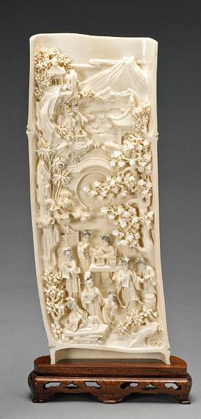 Appraisal: A carved ivory table panel th Century Formed as a