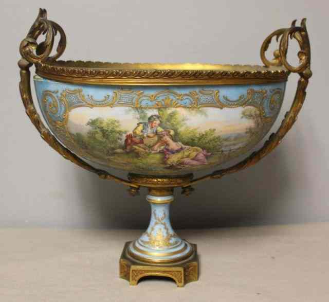 Appraisal: Sevres Bronze Mounted Porcelain Centerpiece From a Bleecker St NYC