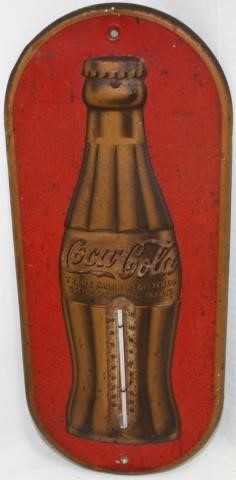 Appraisal: PATENT COCA COLA TIN ADVERTISING SIGN WITHTHERMOMETER WORKING CONDITION ORIGINAL