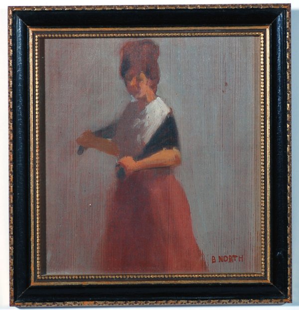 Appraisal: Portrait of lady oil on cigar box signed lower right