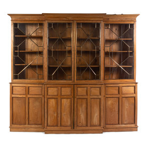 Appraisal: An English Pine Breakfront Bookcase th Century Height x width