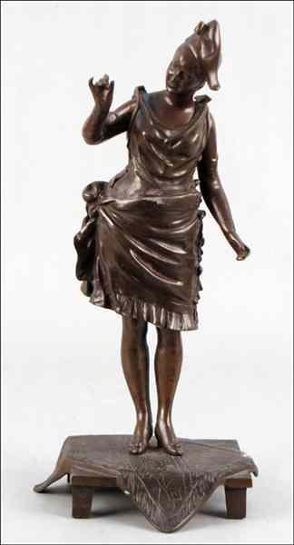 Appraisal: PATINATED BRONZE FIGURE OF A MAIDEN Dress can be removed