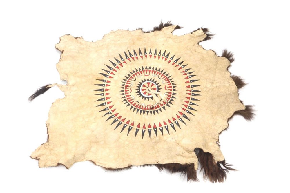 Appraisal: Sioux Polychrome Painted Buffalo Hide th Century Featured in this