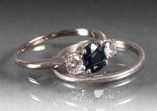 Appraisal: Diamond and sapphire ring together with a platinum wedding band