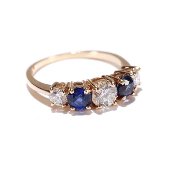 Appraisal: Ladies Five Stone K Yellow Gold Sapphire and Diamond Ring