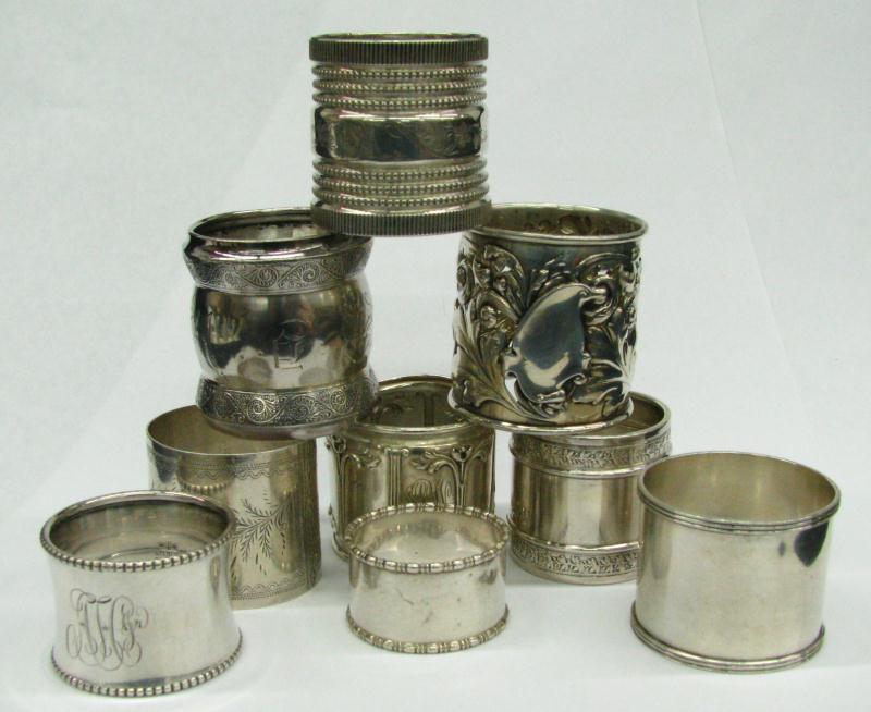 Appraisal: Nine sterling napkin rings approximately total weight on lot