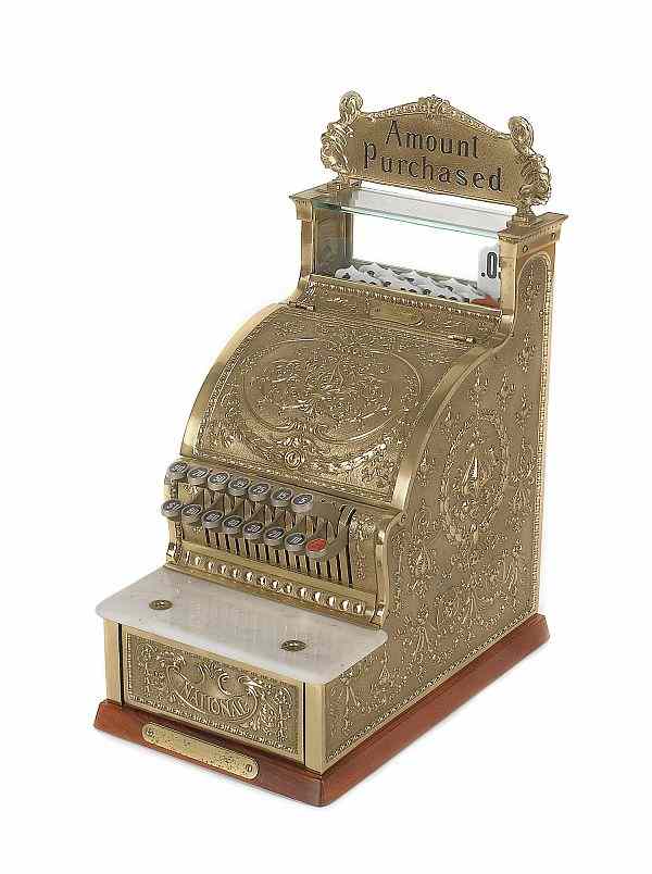 Appraisal: Reproduction embossed brass National Cash Register - h