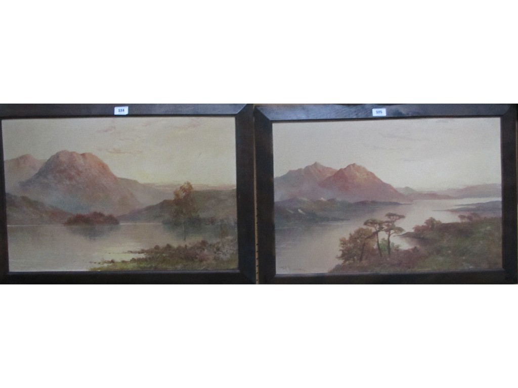 Appraisal: F E JAMIESON Pair of oil on canvas Highland landscapes